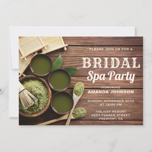 Invitation de fête prénuptiale rustique verte pour (Devant)