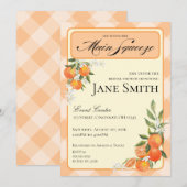 Invitation de fête prénuptiale sur le thème Orange (Devant / Derrière)