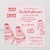 Invitation de fête prénuptiale sur le thème rouge (Devant / Derrière)