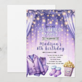 Invitation de fête pyjama violette (Devant / Derrière)