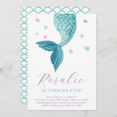 Invitation de fête Queue de Sirène sous la Mer (Devant / Derrière)