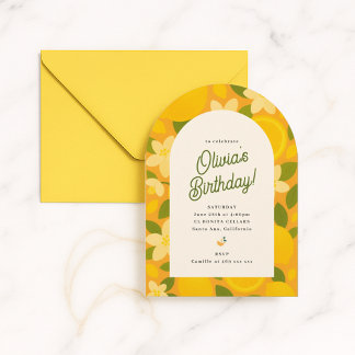 Invitation de fête rétro boho à la fleur de citron