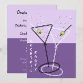 Invitation de fête rétro Cocktail (Devant / Derrière)