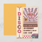 Invitation de fête rétro disco funky années 70 80 (Devant / Derrière)