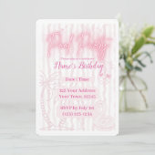 Invitation de fête rétro rose pour une soirée pisc (Debout devant)