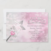 Invitation de fête rose argentée avec baguette et  (Dos)