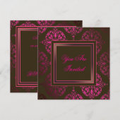 Invitation de fête rose chaud, chocolat et rose (Devant / Derrière)