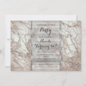 Invitation de fête Rose Gold Argent Glamour Marbre (Devant)
