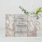 Invitation de fête Rose Gold Argent Glamour Marbre (Debout devant)