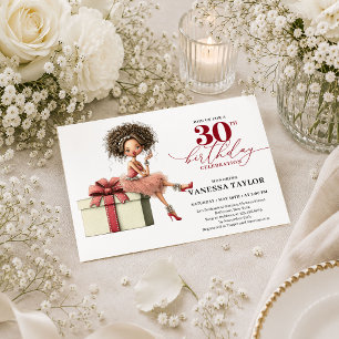 Invitation de fête rouge bordeaux pour les 30 ans
