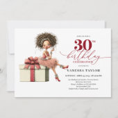 Invitation de fête rouge bordeaux pour les 30 ans  (Devant)