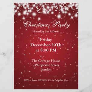 Invitation de fête Rouge Élégant Éparkle Personnal