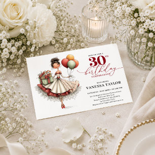 Invitation de fête rouge foncé pour les 30 ans d'u