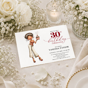 Invitation de fête rouge foncé pour les 30 ans d'u
