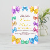 Invitation de fête ruban coloré pour filles (Debout devant)