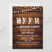 Invitation de fête rustique bière et couche (Devant)