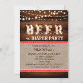 Invitation de fête rustique bière et couche (Devant)