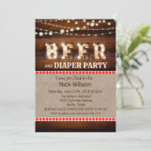 Invitation de fête rustique bière et couche (Debout devant)