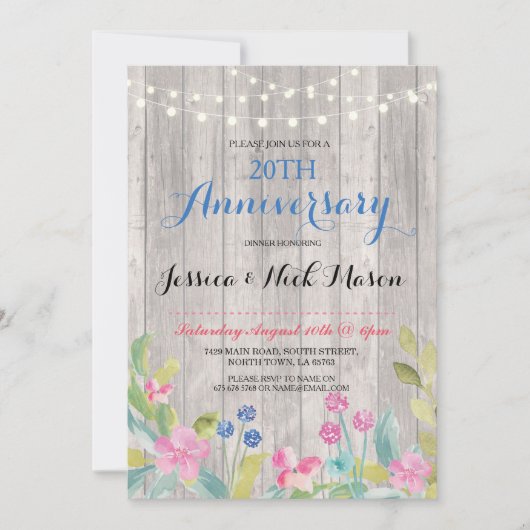 Invitation de fête rustique pour anniversaire de m (Devant)