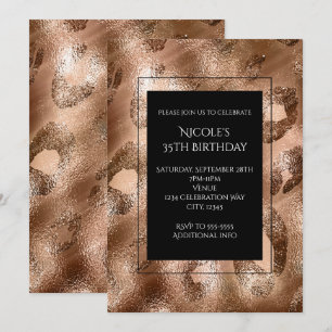 Invitation de fête sauvage chic en léopard bronze