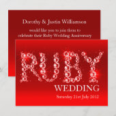 Invitation de fête scintillante de mariage rubis p (Devant / Derrière)