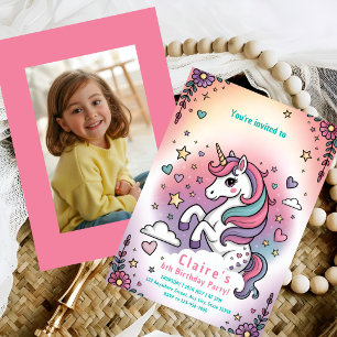 Invitation de fête scintillante rose et violette p