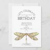 Invitation de fête simple en or Libellule (Devant)