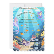 Invitation de fête Sirène sous la mer – Magique O