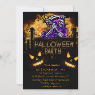 Invitation de fête squelette de soirée Halloween