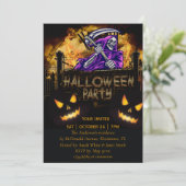 Invitation de fête squelette de soirée Halloween (Debout devant)