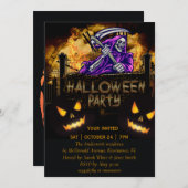 Invitation de fête squelette de soirée Halloween (Devant / Derrière)