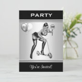 Invitation de fête Style Pin-Up Fille Noir & Blanc (Debout devant)