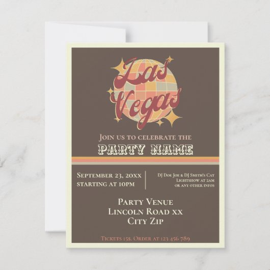 Invitation de fête sur le thème de Las Vegas City  (Devant)