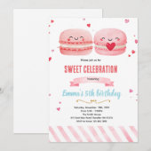 Invitation de fête sur le thème des macarons migno (Devant / Derrière)