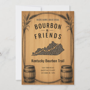 Invitation de fête sur le thème du bourbon rustiqu