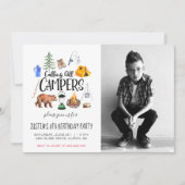 Invitation de fête sur le thème du camping (Devant)