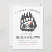 Invitation de fête sur le thème du camping (Devant)