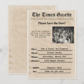 Invitation de fête sur papier journal vintage (Devant / Derrière)