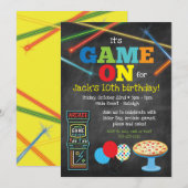 Invitation de fête sur tableau noir Game On Arcade (Devant / Derrière)