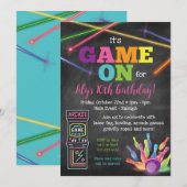 Invitation de fête sur tableau noir Game On Arcade (Devant / Derrière)