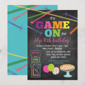 Invitation de fête sur tableau noir Game On Arcade (Devant / Derrière)