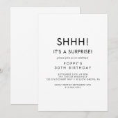Invitation de fête surprise avec typographie chic (Devant / Derrière)