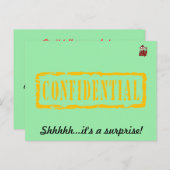 Invitation de fête surprise d'anniversaire confide (Devant / Derrière)