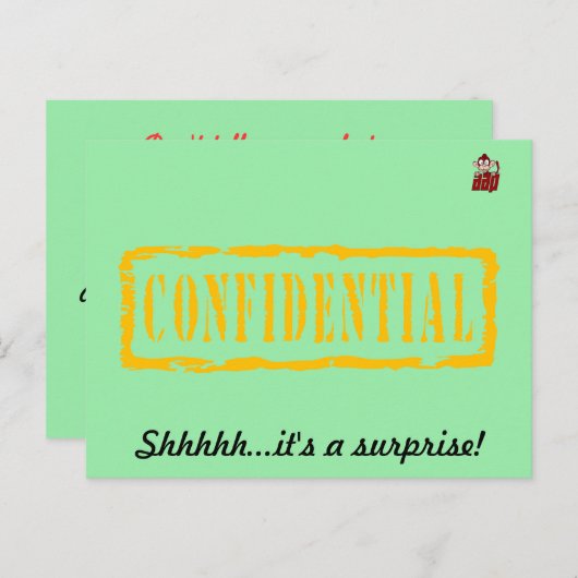 Invitation de fête surprise d'anniversaire confide (Devant / Derrière)