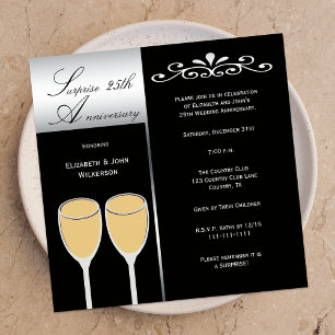 Invitation de fête surprise pour les 25 ans de mar
