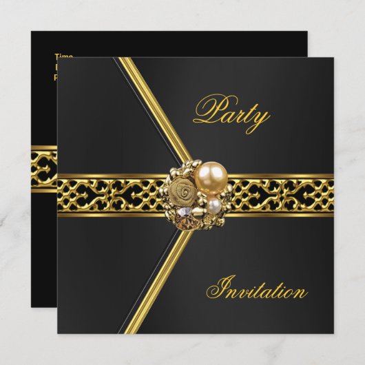 Invitation de fête Toutes les occasions Black Velv (Devant / Derrière)