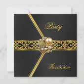 Invitation de fête Toutes les occasions Black Velv (Devant)