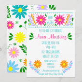 Invitation de fête traditionnelle de broderie mexi (Devant / Derrière)