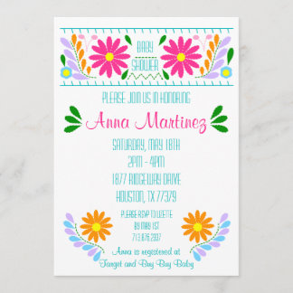 Invitation de fête traditionnelle de broderie mexi