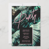 Invitation de fête tropicale Feuille de palmier (Devant)